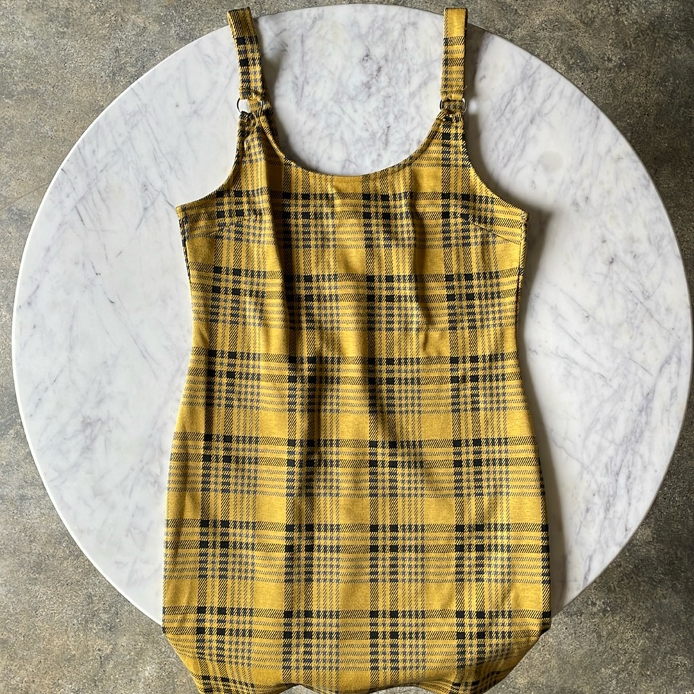 Forever 21 Yellow & Black Plaid Dress Size Medium